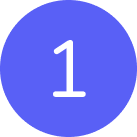 Blue circular badge with a white numeral 1 in the center (Step 1)